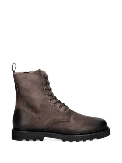 Allsaints Skiff Lace-up Leather Boots In Brown