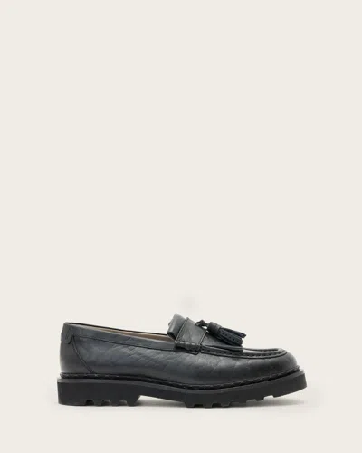 Allsaints Skiff Tassel Leather Loafers In Black