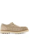 Allsaints Skiff Woven Suede Derby Shoes In Neutral