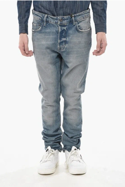 Allsaints Skinny Fit Jeans Cigarette With Visible Topstitching 20cm L. In Blue