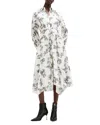 Allsaints Womens Maria Off Whit Skye Floral-print Linen And Silk Midi Dress In Maria Off White