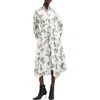 Allsaints Womens Maria Off Whit Skye Floral-print Linen And Silk Midi Dress In Maria Off White