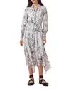 Allsaints Womens Maria Off Whit Skye Floral-print Linen And Silk Midi Dress In Rise Ecru