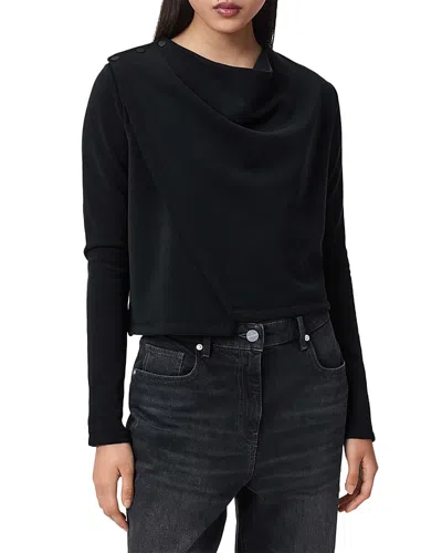 Allsaints Skyler Long Sleeve Top In Black