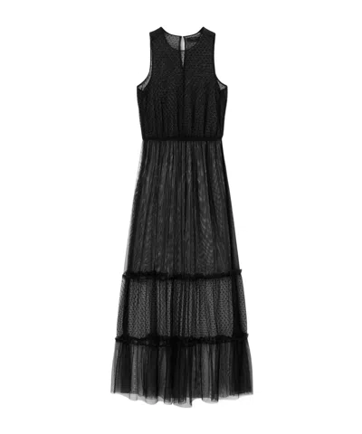Allsaints Sleeveless Tulle Midi Dress In Black