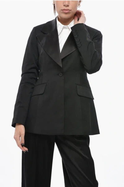 Allsaints Slim-fit Blazer With Satin Lapel In Black