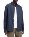 Allsaints Hawthorne Ramskull Stretch Fit Shirt In Admiral Blue