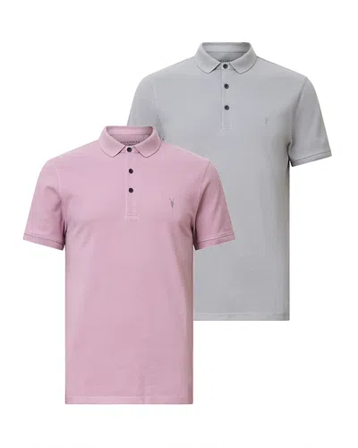 Allsaints Reform Short Sleeve Polo Shirts 2 Pack In Neutral