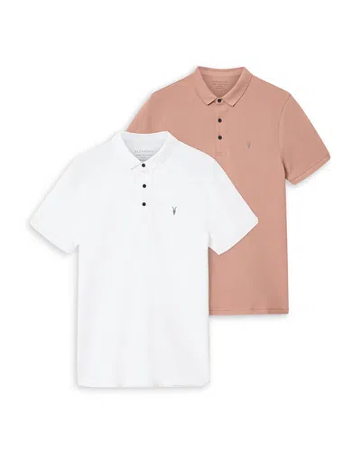 Allsaints Slim Fit Polo, Pack Of 2 In Pink