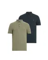 Allsaints Slim Fit Polo, Pack Of 2 In Potion Blue/green