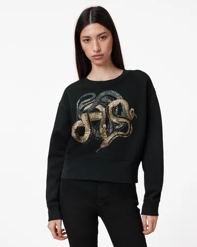 Allsaints Slitha Separo Sequin Sweatshirt In Black