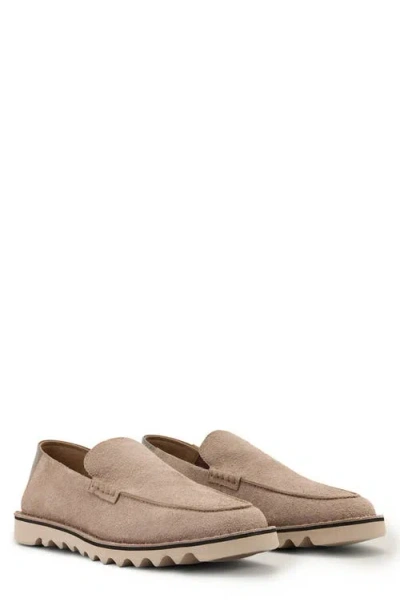 Allsaints Slix Suede Leather Loafer Shoes In Brown