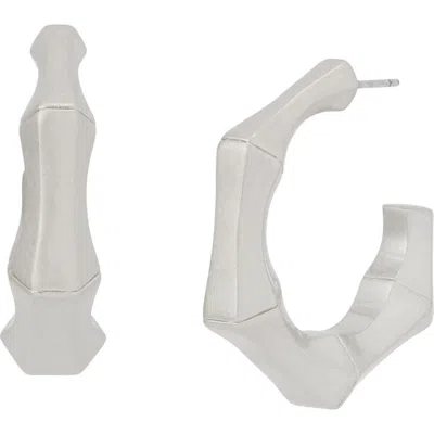 Allsaints Small Hexagon Hoop Earrings In Metallic