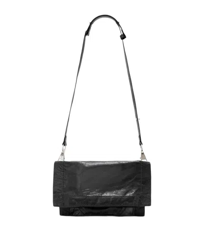 Allsaints Small Leather Lutece Cross-body Bag In Black