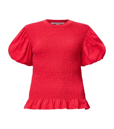 Allsaints Smocked Dael Top In Red