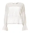 Allsaints Womens Pamela Semi-sheer Peplum-hem Stretch-woven Top Snow White In White