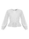 Allsaints Womens Antique White Melani Round-neck Gathered-bodice Cotton-blend Top