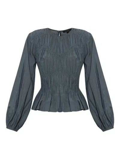 Allsaints Smocked-panel Tiered Top In Blue