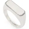 Allsaints Smooth Rectangular Signet Ring In Metallic