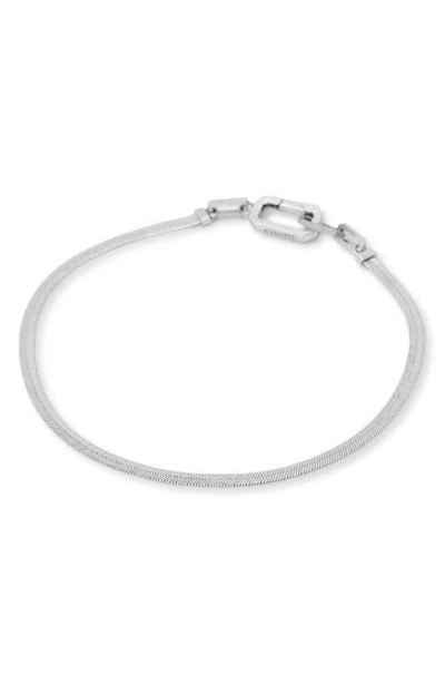 Allsaints Signature Snake Chain Collar Necklace In Silver Tone, 15.5 In Rhodium