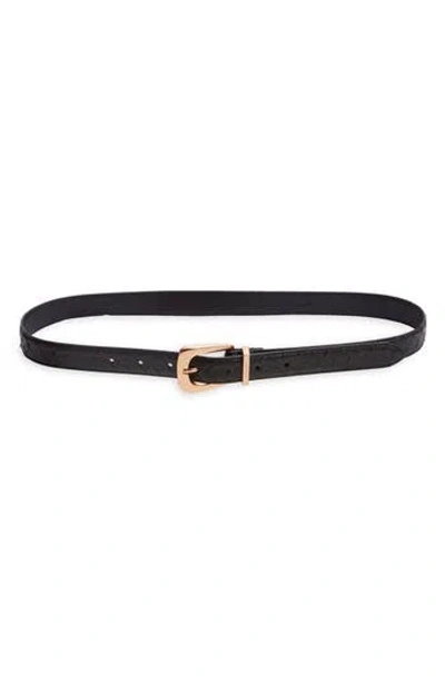 Allsaints Snake Embossed Leather Belt In Black