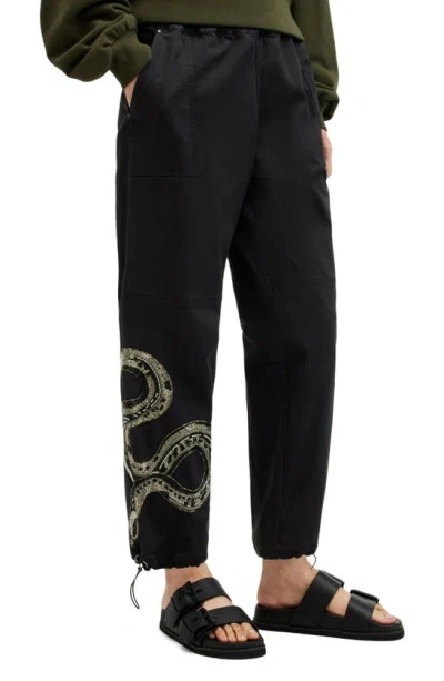 ALLSAINTS SNAKE EMBROIDERED PANTS