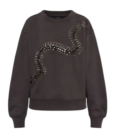 Allsaints Snake Motif Longsleeve Sweatshirt In Brown
