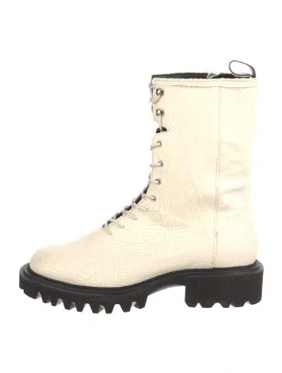 Pre-owned Allsaints Snakeskin Combat Boots In White