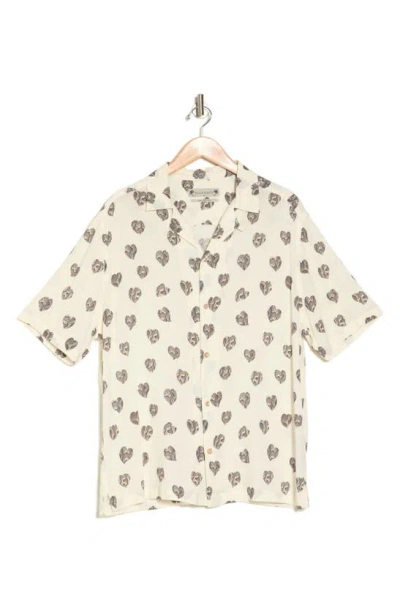 Allsaints Snakeskin Heart Relaxed Fit Button-up Camp Shirt In Neutral