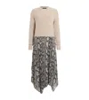 Allsaints Womens Donatella Two-in-one Woven Maxi Dress Flow Ecru Whit In White