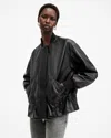 Allsaints Womens Sofi Leather Bomber Jacket Black In Black