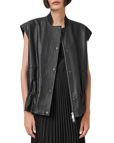 Allsaints Womens Sofi Relaxed-fit Leather Gilet Black