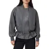 Allsaints Sofi Drawstring Leather Bomber Jacket In Gray