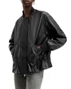 Allsaints Womens Sofi Leather Bomber Jacket Black In Black