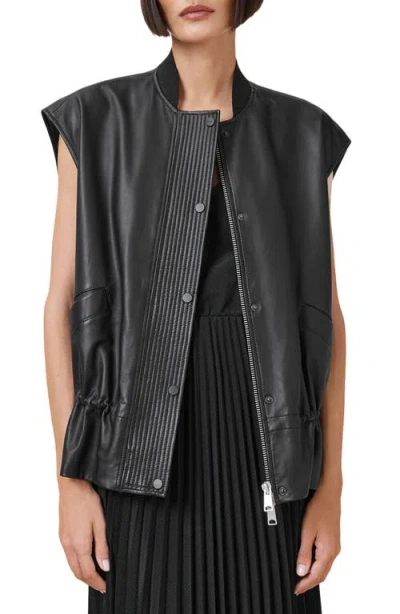 Allsaints Sofi Leather Bomber Vest In Black