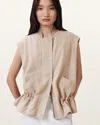 Allsaints Sofi Relaxed Fit Leather Gilet In Silver Birch Grey