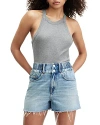 Allsaints Sofia Ribbed Cotton Tank In Grey Marl