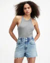 Allsaints Womens Grey Marl Sofia Round-neck Stretch-cotton Tank Top In Gray