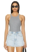 Allsaints Womens Grey Marl Sofia Round-neck Stretch-cotton Tank Top In 麻灰色