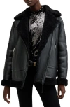Allsaints Sola Shearling Jacket In Black
