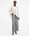 Allsaints Sola Oversized Shearling Biker Jacket In White