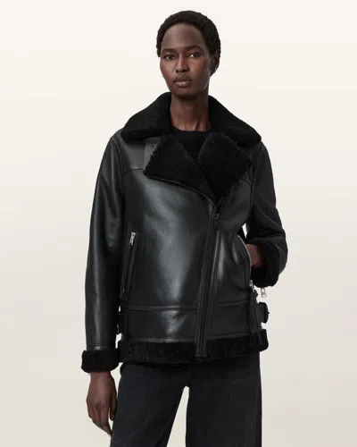 ALLSAINTS LEATHER SOLA SHEARLING BIKER JACKET