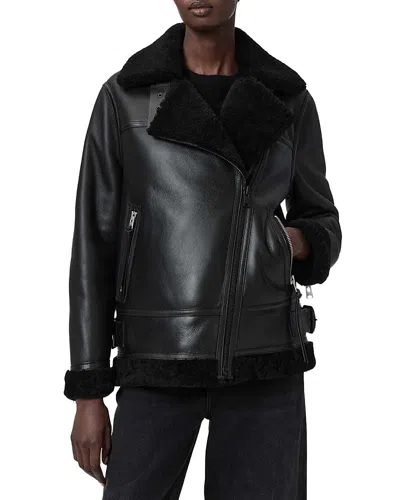 Allsaints Sola Shearling Jacket In Black
