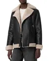 Allsaints Sola Oversize Genuine Shearling Biker Jacket In Multi