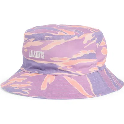 Allsaints Solar Camo Bucket Hat In Purple