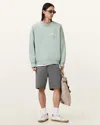 Allsaints Soleil Crew Oversized Cropped Sweatshirt In Slate Green