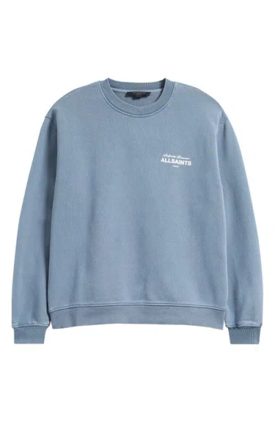Allsaints Soleil Etta Cotton Graphic Sweatshirt In Blue