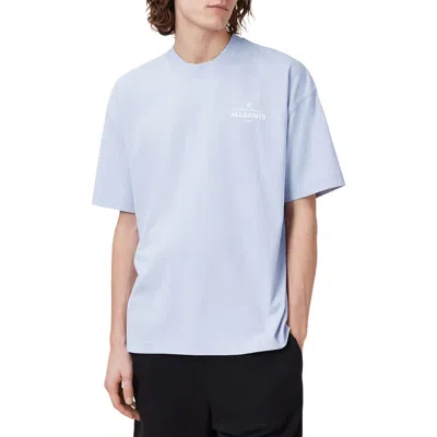 Allsaints Mens Shore Blue Soleil Branded-print Cotton-jersey T-shirt