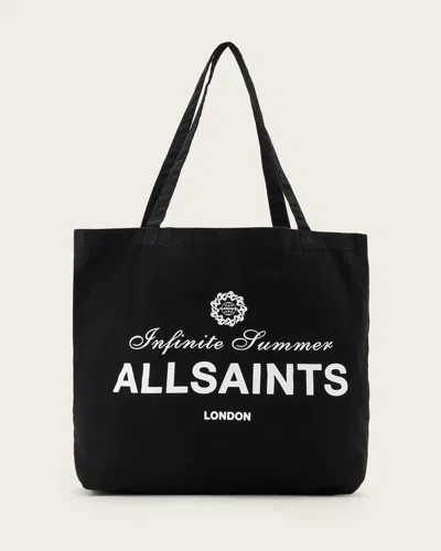 Allsaints Soleil Orlando Logo Printed Tote Bag In Washed Black