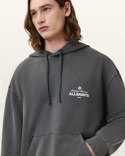 Allsaints Soleil Oversized Pullover Hoodie In Washed Black